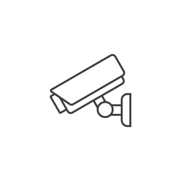 Outline icon of a security camera.